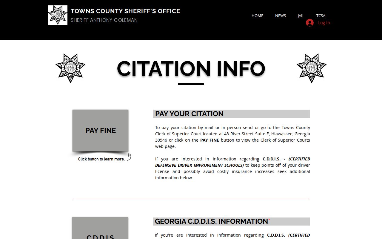 Towns County traffic warrant citation payment instructions