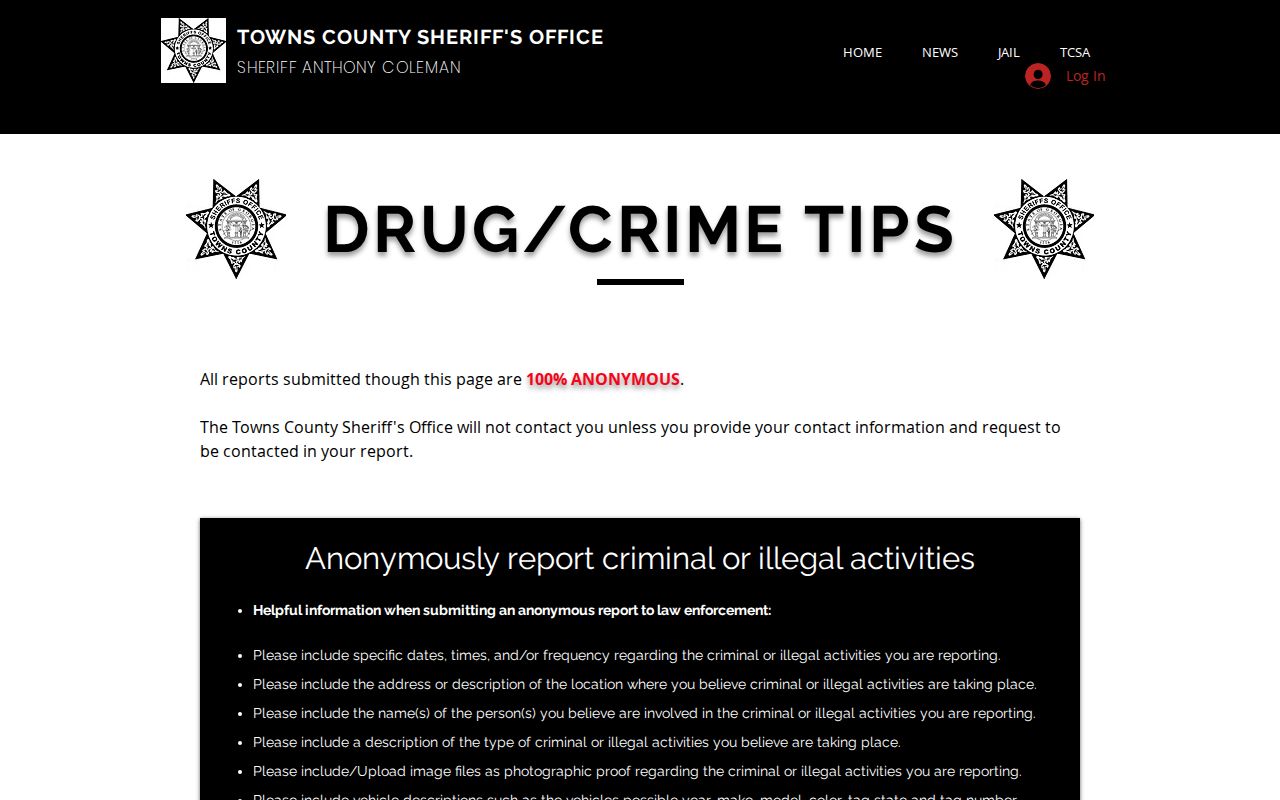 Towns County most wanted anonymous crime tip form